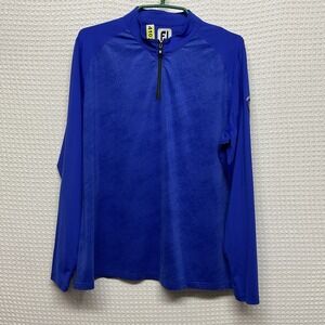 FootJoy FJ Womens Golf Polo Shirt XL Blue Jersey 1/3 Zip Long Sleeve Performance